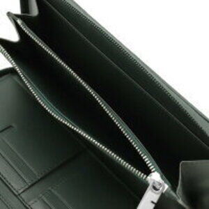 Burberry Wallet Long Vine Check Green Jacquard Zip LG